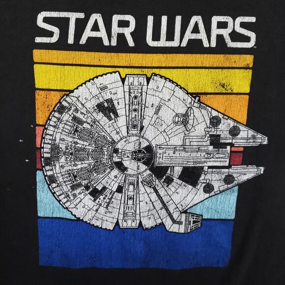 Star Wars T Shirt Mens Size M Millennium Falcon Graphic Short Sleeve Black - Picture 3 of 5